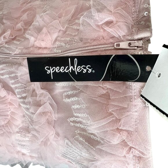 Speechless Blush Pink Sequin Tulle Layered Cocktail Mini Dress L Party Prom Hoco - Picture 12 of 14